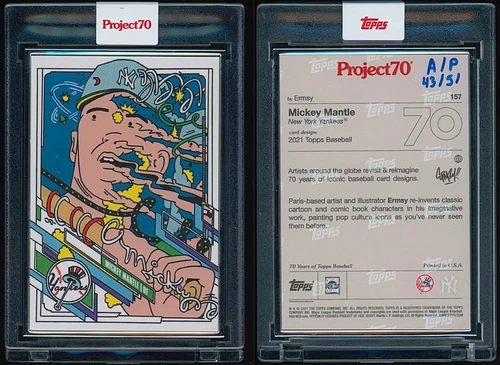 Topps Project 70 Artist Proof Mickey Mantle by Ermsy /51 Card #157 Yankees