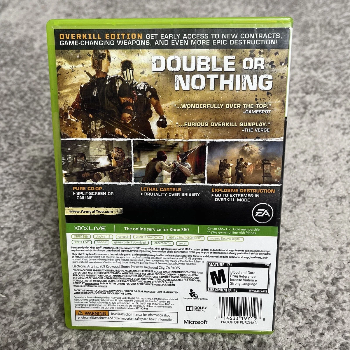  Army of TWO The Devil's Cartel - Xbox 360 : Electronic Arts:  Video Games