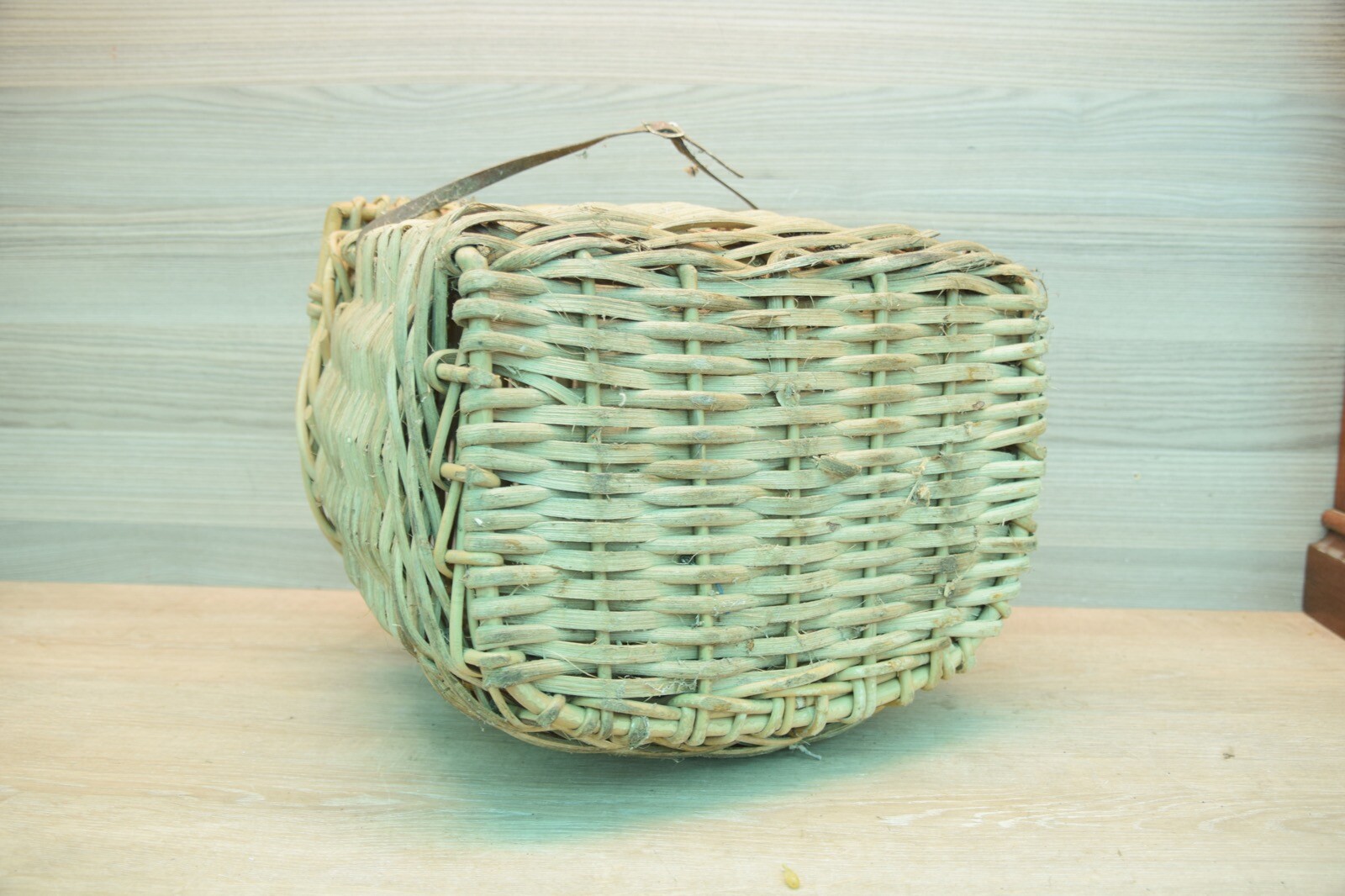 Vintage Cane Fishing Basket A eBay