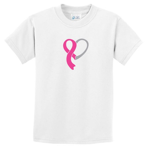 Kids T-Shirt Breast Cancer Awareness Shirt Ribbon Heart - Picture 4 of 12