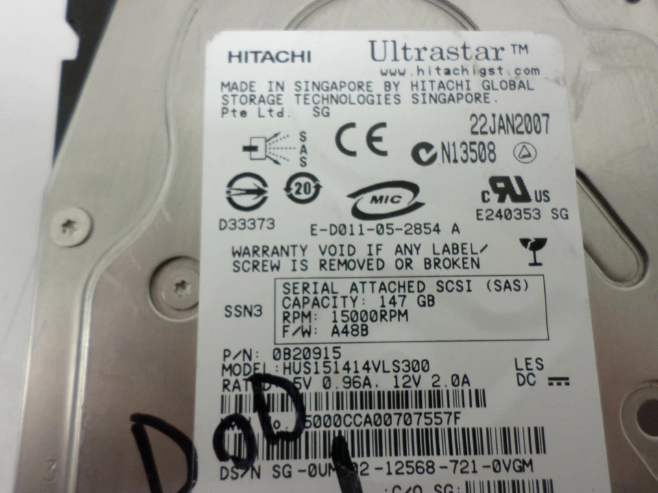 Hitachi HUS151414VLS300 3.5” SCSI 15K RPM 147GB Server Hard Drive Wiped! 0B20915 - Image 2 of 4
