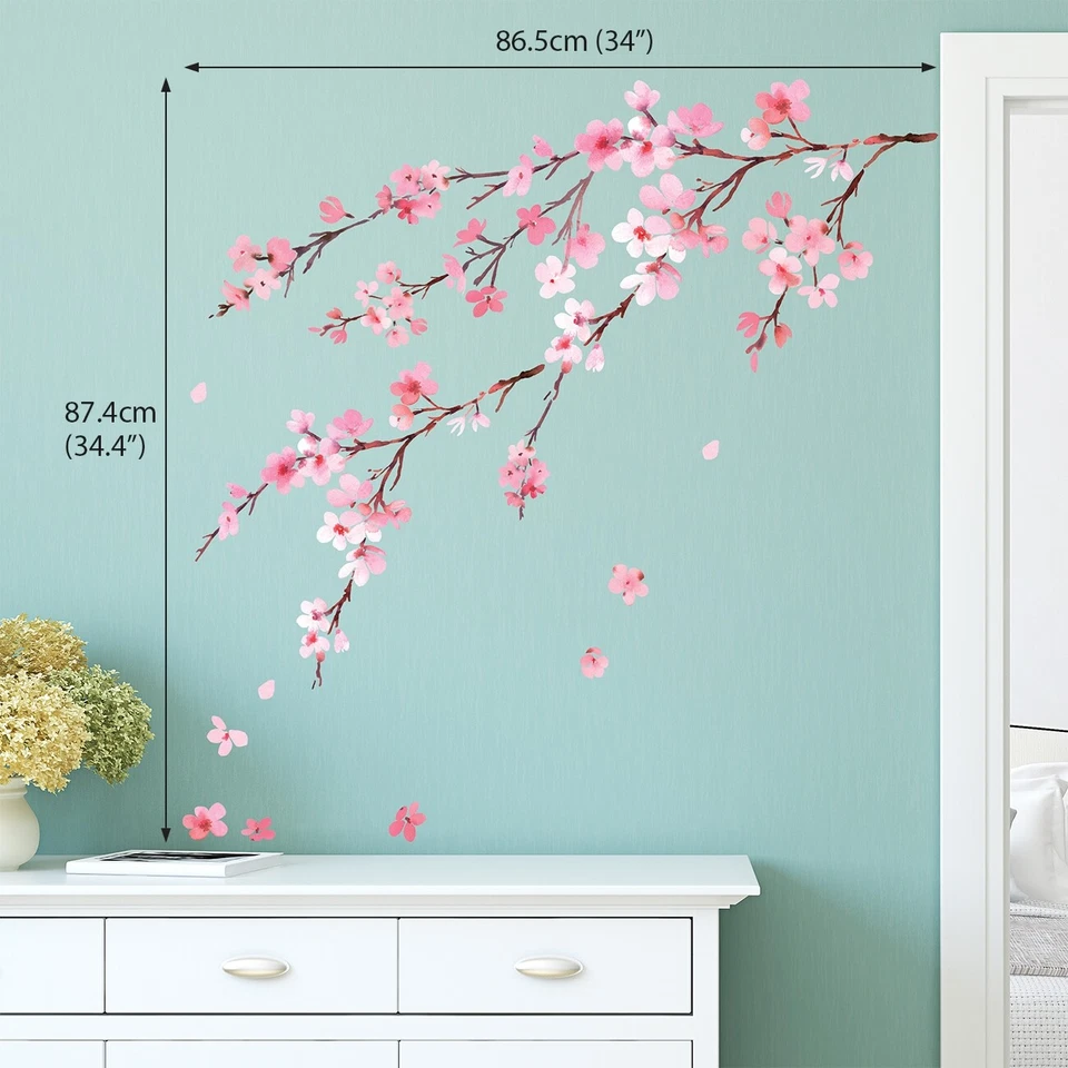 Decowall DWL-2003 Watercolor Cherry Blossoms Nursery Kid Wall Sticker Decal - Image 2 of 4