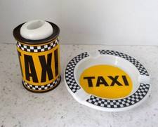 Cendrier céramique New York Taxi & Porte briquet tôle lithographiée 1970/80 - C9