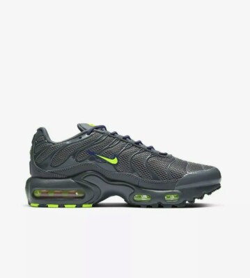Original Unisex Nike Air Max Plus Tuned 1 GS Grey Volt Blue Sneaker CU1718 002