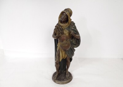 Berber Orientalist Regule Sculpture With Drum Signed Peiefer 19th Century