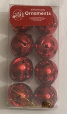 Winter Wonder Lane 8 Pack Novelty Ornaments Jingle Bells Red NIB