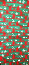 Christmas cotton trees reindeer green background fabric 2 yds 44" wide