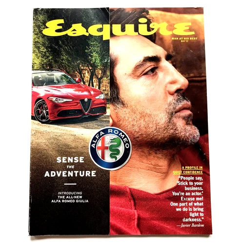 Esquire Magazine JAVIER BARDEM ALFA ROMEO COVER May 2017 Great Stories MANCAVE