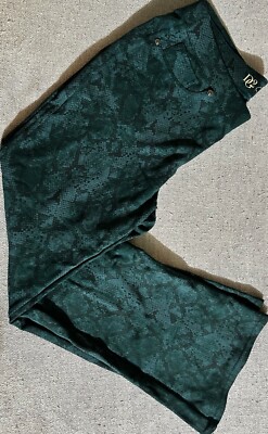 DG2 DIANE GILMAN VIRTUAL STRETCH SKINNY JEGGINGS Size PM TEAL PYTHON NWOT