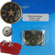 17 mm No-Sew Brass Replacement Jean Tack Buttons BSA16 6  6 CT. w/Tool