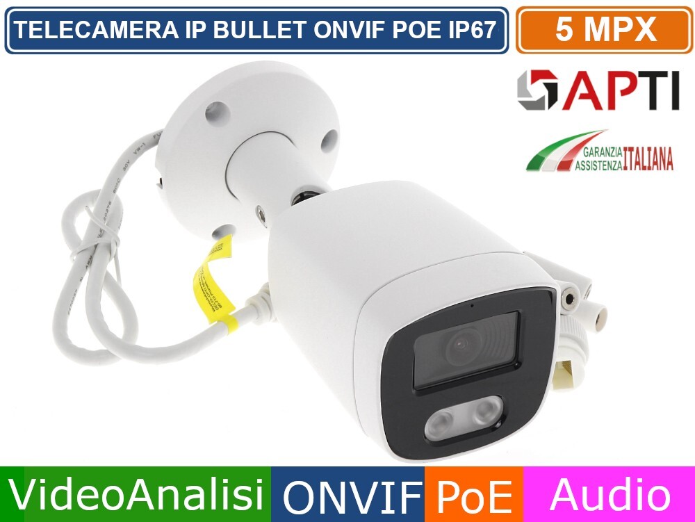 Offerta Telecamera Bullet IP 5MP PoE - Videoanalisi e Audio ONVIF