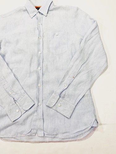 Jack Spade NY Shirt Men Sz Small Petite Blue Pinstripe Button Up 100% Linen - Picture 11 of 17