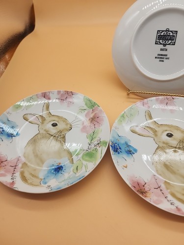4 Bastia 222 Fifth Spring Easter Bunny Rabbit Plates 6 3/8” Appetizer Dessert - Picture 4 of 8