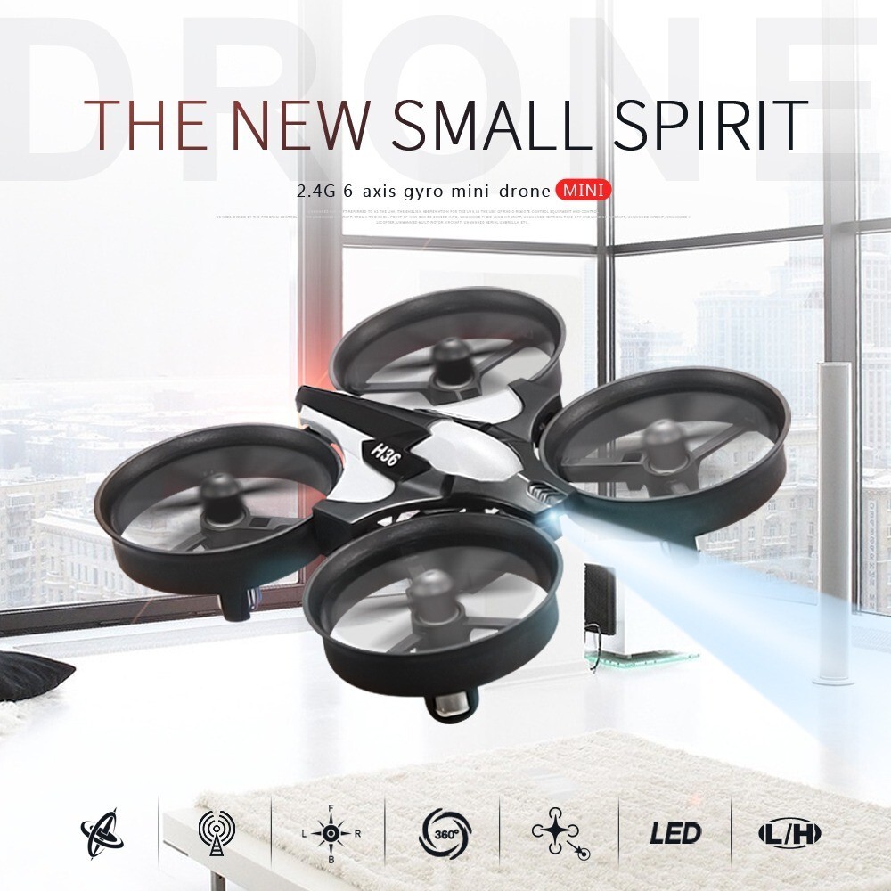Mini Drone Hélicoptère H36 Radiocommandé Noir à 4 Canaux et 6 Axes