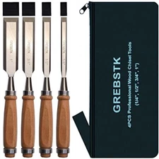  4 Piece Wood Chisel Set Sturdy CR-V Steel Chisel Beech Handle Woodworking  