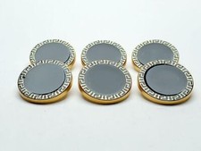 6 St Knöpfe Ösenknopf Metallknöpf Gold + Schwarz Metall Hohe Qualität