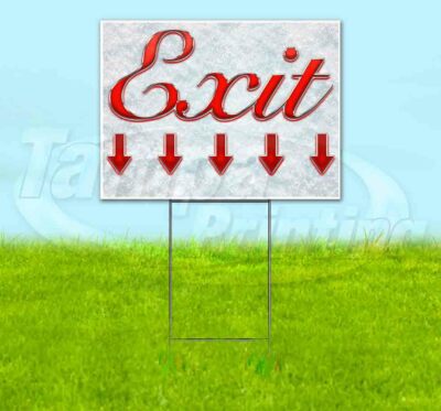 EXIT DOWN ARROW Yard Sign Corrugated Plastic Bandit Lawn Decorations USA