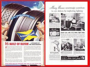 1938 Goodyear Rayotwist Double Eagle Tires - I.E.S. Better Sight Lamps Print Ad