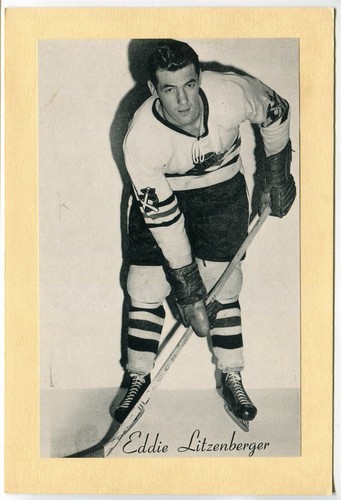1944-64 Bee Hive Hockey Photo - Ed Litzenberger Chicago Blackhawks