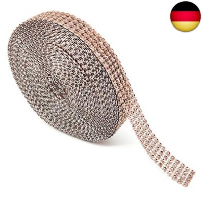 4 Reihen 9.1m Acryl Rhinestone Strass Diamant Deko Strasssteine Band Borte Mesh
