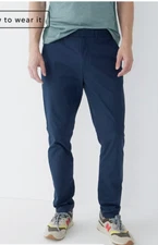 J.Crew Mens $98 1040 Athletic tapered-fit tech pant Navy 30X30 AX689