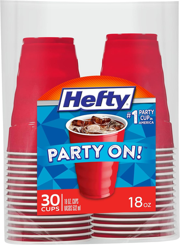 Hefty Party on Disposable Plastic Cups, Red, 18 Ounce, 30 Count - Picture 8 of 12