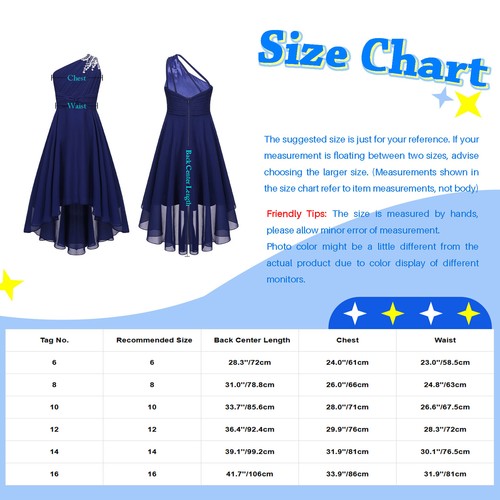 Niños Niñas Vestido Formal Noche Brillante Vestido de Baile Dobladillo Alto-Bajo Solero Fiesta - Imagen 41 de 79