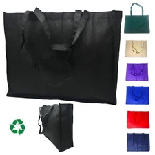 3 Pack Extra Large Reusable Grocery Shopping Tote Bags Recycled Eco Friendly 20"