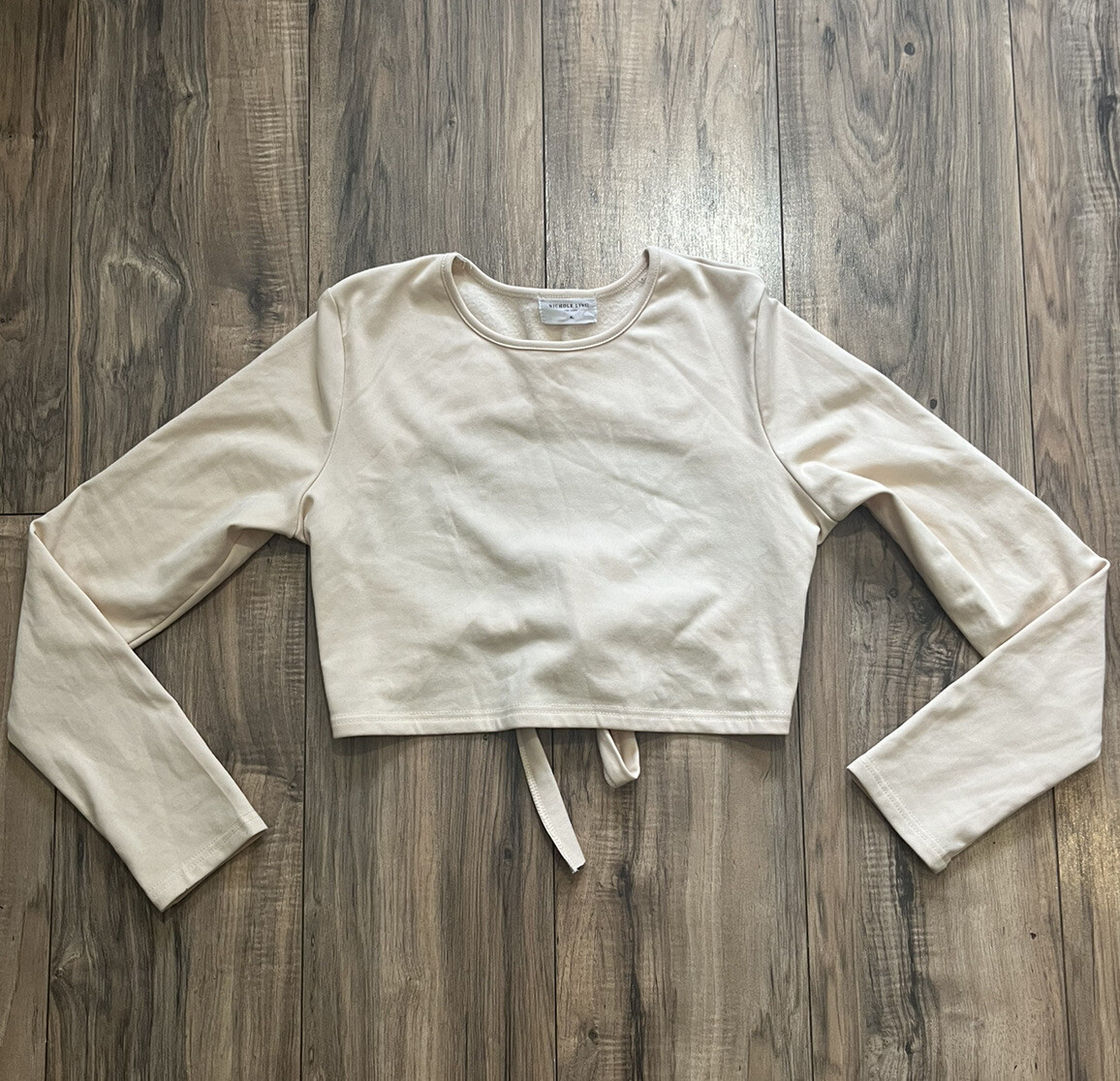 NICHOLE LYNEL The Label Long Sleeve Tie Open Back Crop Top L/XL eBay