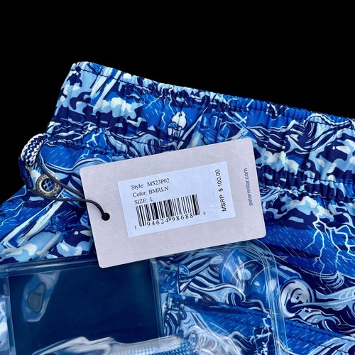 Peter Millar Seaside Dark and Stormy Print Swim Trunks Blue Size Large $100 - Picture 8 of 8
