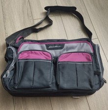 Eddie Bauer Baby Diaper Bag Pink Green Adjustable Strap Multi-Pocket Insulated