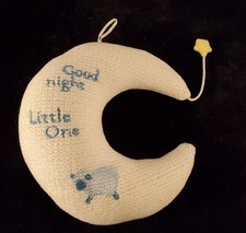 Baby Crib Hanging Lullaby Wind up Crecent Moon Good Night Little One Sheep Lamb