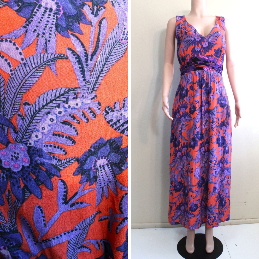 anthropologie purple and orange dress Anthropologie Maeve Dress, size 2, orange and purple