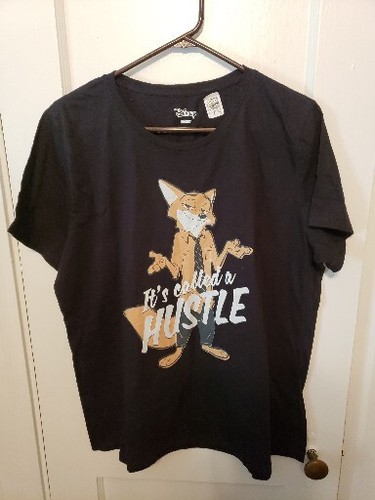 Disney Zootopia Nick WildIe Its Called A Hustle Black XL Womens Short Sleeve T - Picture 2 of 7