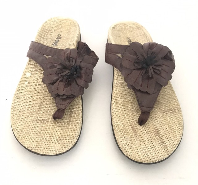 Orthaheel Talia Floral Womens Size 11 Brown Thong Sandals Slip On Shoes | eBay