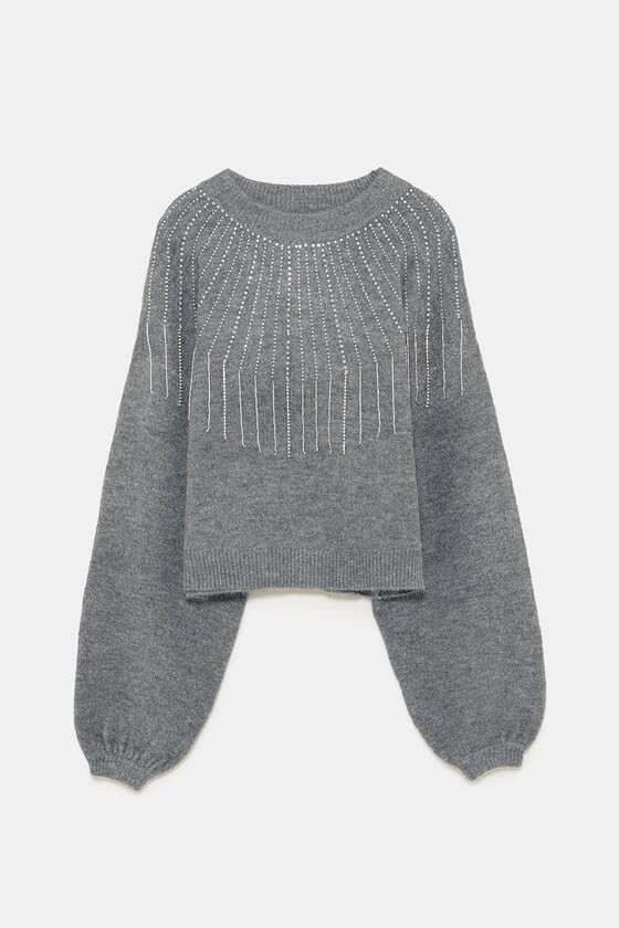 ZARA ニット　S ZARA GREEN CROPPED KNIT SWEATER WITH RIPS - REF 5802/135 BLOGGERS