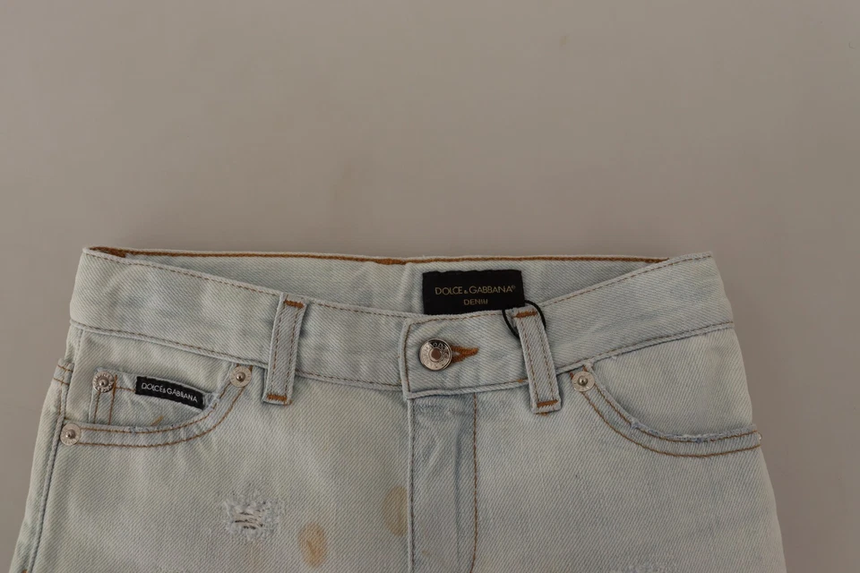 Pantalones de mezclilla para niños Dolce & Gabbana azul claro algodón andrajoso etiqueta 6 $300 Foto 3 de 4