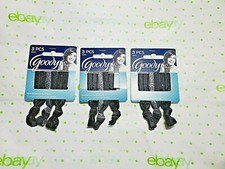 Goody Ouchless Ribbon Elastics Black  Silver 3 Packs Total of 9 Pieces NEW