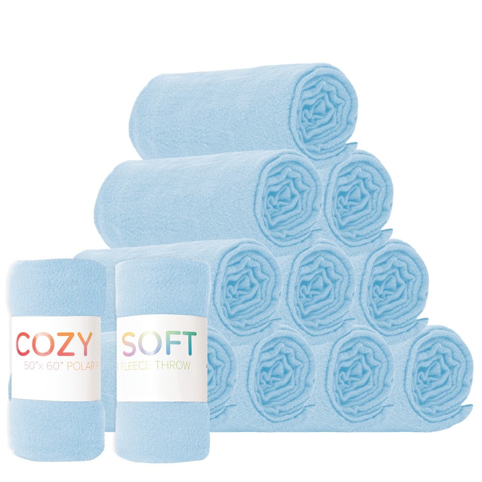 Super Soft Polar Fleece Throw Blankets - Bulk Packs Of 6, 12, Or 24 (50"x60") - Multiple Colors