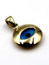 11mm 9ct Yellow Gold Greek Mati Nazar Lucky Evil Eye Charm or Pendant-Free Post