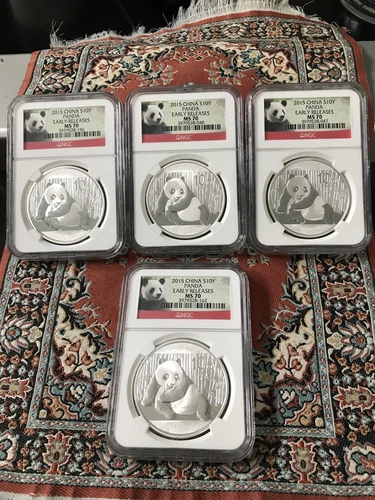 2015 China S10Y Silver Panda (4 Coins) NGC MS70 Early Releases