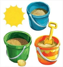 Buckets for the Beach with Sand and Sun Wallies 12230
