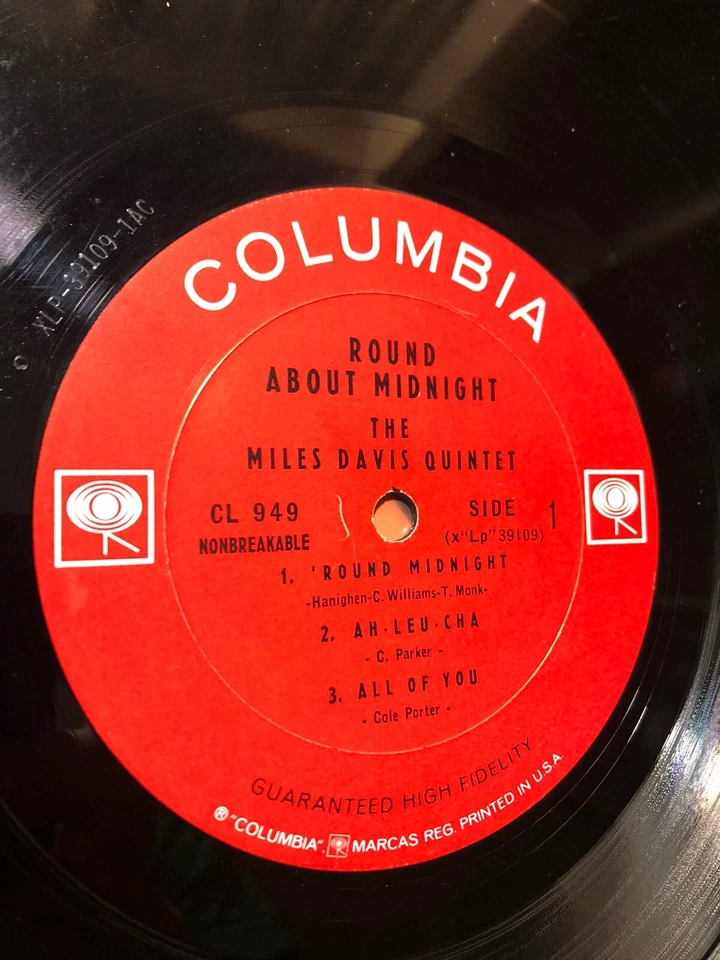 MILES DAVIS QUINTET LP 'ROUND ABOUT MIDNIGHT 2-EYE MONO VG+ JOHN COLTRANE - Image 2 of 4