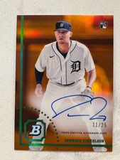 SPENCER TORKELSON 2022 Bowman Heritage Chrome ORANGE Ref AUTO /25 *Surface Issue