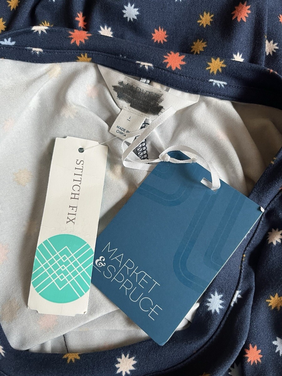 Market & Spruce Alison Short Sleeve T-Shirt Dress Navy Blue Womens Large  New