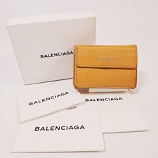 Balenciaga Orange Leather Mini Trifold Wallet Authentic