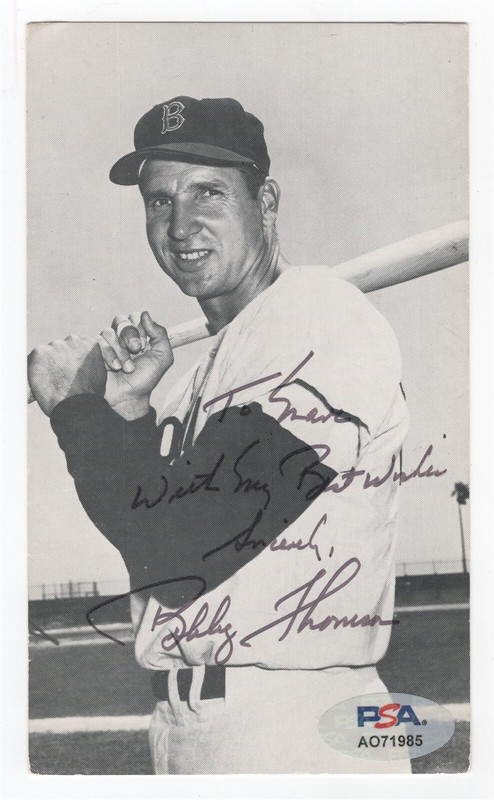 BOBBY THOMPSON Signed 1960 Post Card PSA/DNA BOSTON RED SOX
