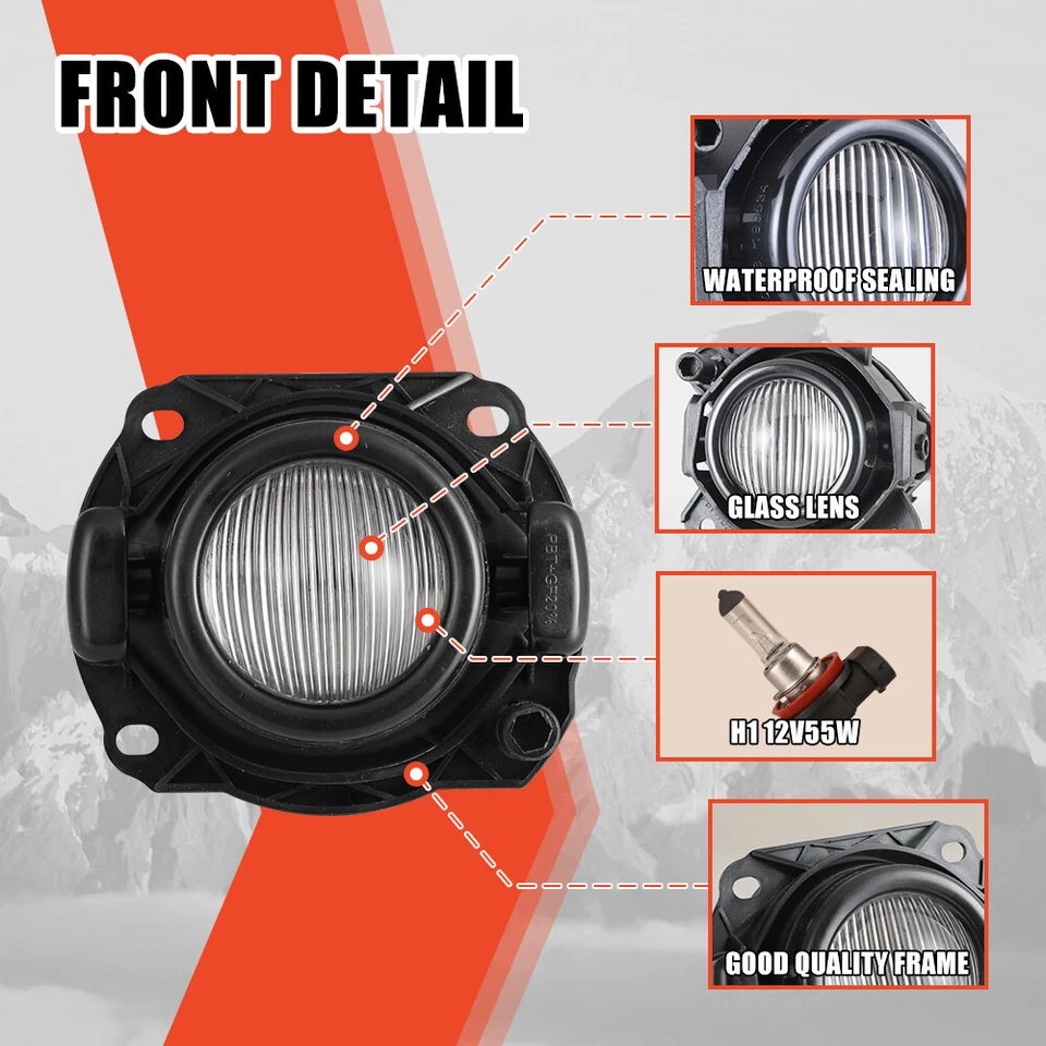 Fog Lights for 2004 2005 2006 BMW X3 E83 Driving Lamps w/Bulbs Clear Glass Lens - Image 2 of 4