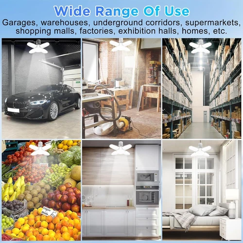 3 PCS LED Garage Light Bulb Deformable Ceiling Fixture Lights E27 Workshop Lamp - Bild 10 von 12