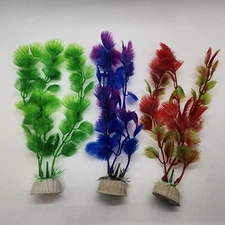 7" Aquarium Plants Artificial Decoration Red Green Blue Purple